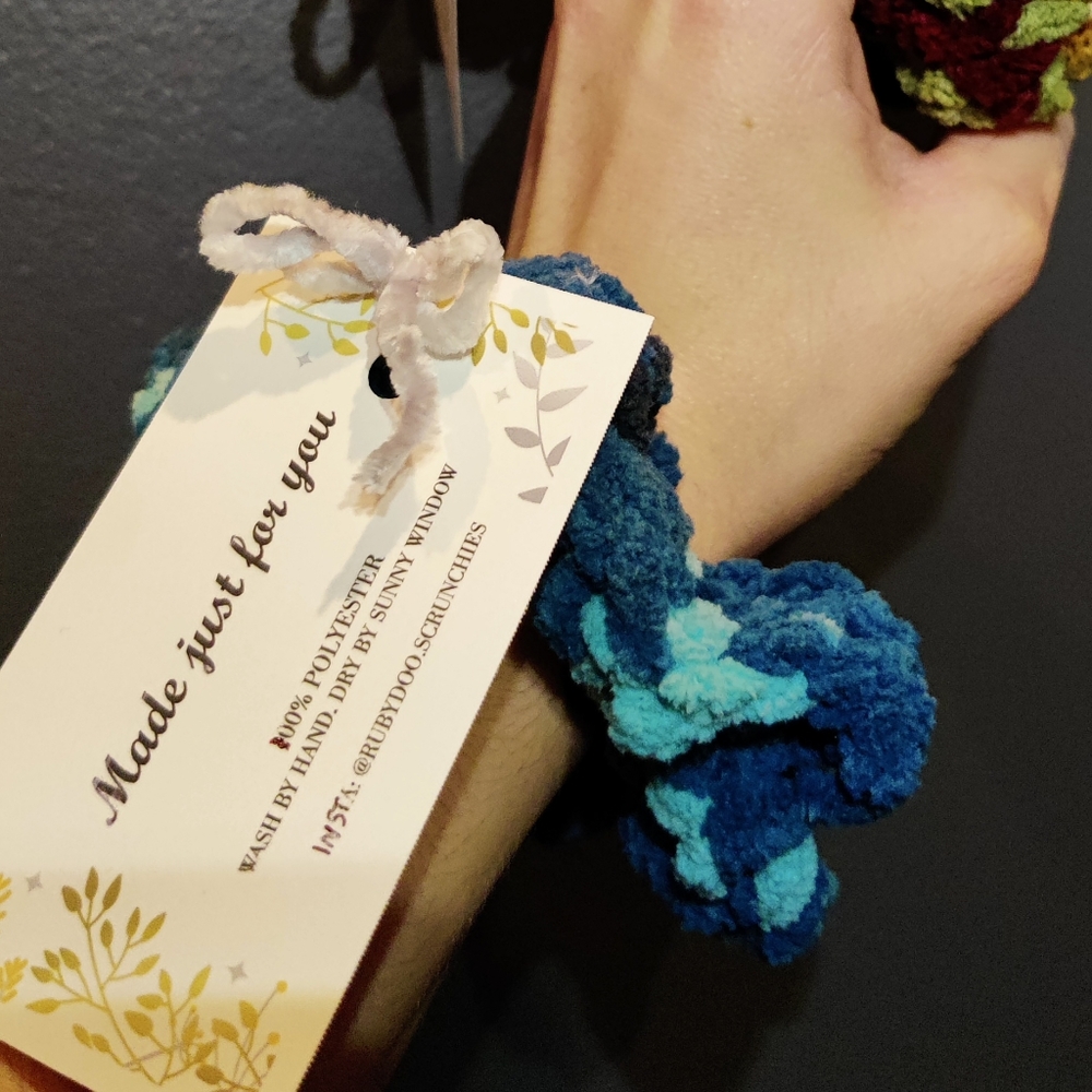 Fall Velvet Crochet Scrunchie - Picture 3 of 3